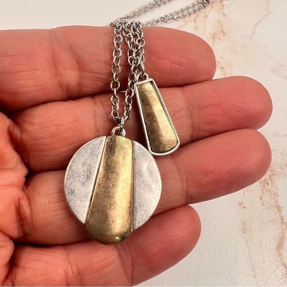 The Sak Antique Silver and Gold Tone Long Necklace NWT - Picture 1 of 5